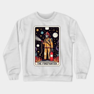 Cosmic Firefighter Hero Under the Stars Tarot Skeleton Crewneck Sweatshirt